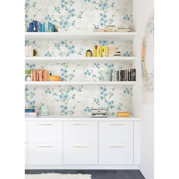 A Street Prints Nicolette Light Blue Floral Trail Wallpaper