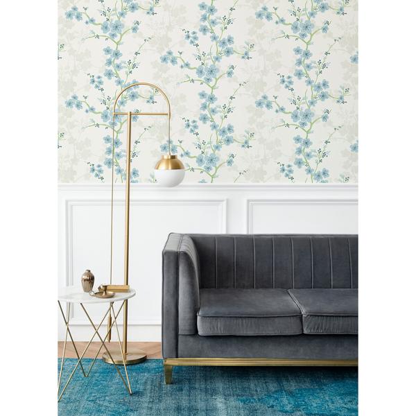 A Street Prints Nicolette Light Blue Floral Trail Wallpaper