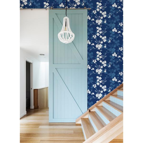 A Street Prints Nicolette Navy Floral Trail Wallpaper
