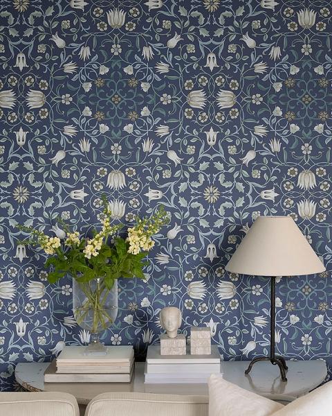 A Street Prints No 1 Holland Park Blue Floral Wallpaper