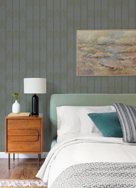 A Street Prints Nyle Dark Grey Chevron Stripes Wallpaper