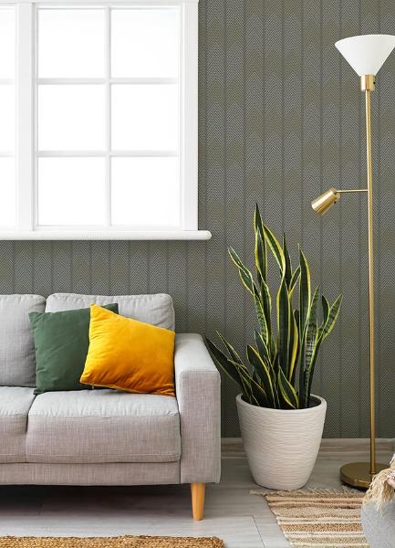 A Street Prints Nyle Dark Grey Chevron Stripes Wallpaper