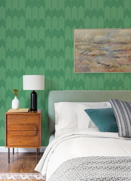 A Street Prints Nyle Green Chevron Stripes Wallpaper
