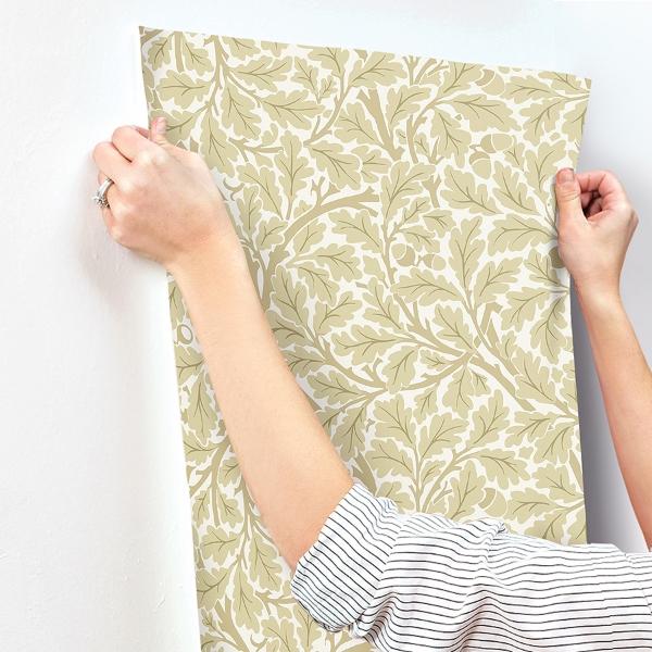 A Street Prints Oak Tree Light Yellow Leaf Wallpaper