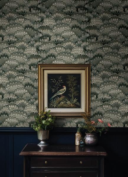 A Street Prints Octavia Dark Green Marbled Ink Wallpaper