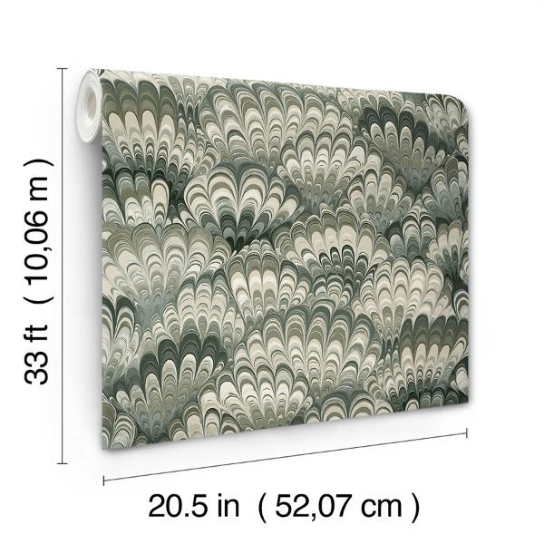 A Street Prints Octavia Dark Green Marbled Ink Wallpaper