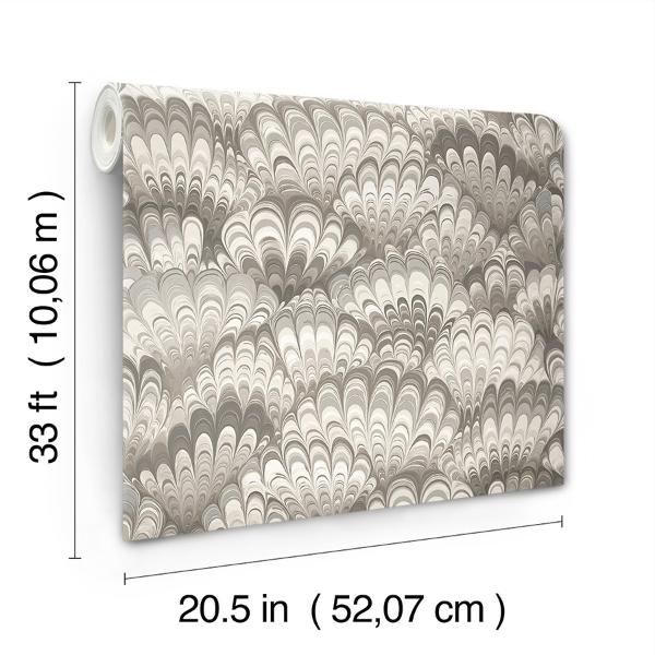 A Street Prints Octavia Neutral Marbled Ink Wallpaper