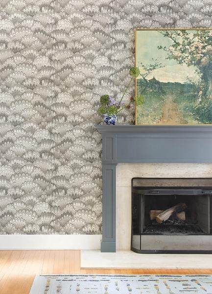 A Street Prints Octavia Neutral Marbled Ink Wallpaper