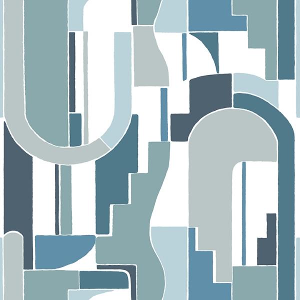 a street prints Odele Blue Geometric Archways Wallpaper