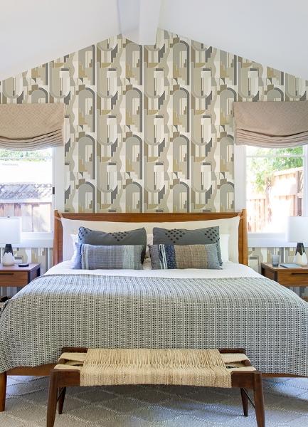 A Street Prints Odele Dark Honey Geometric Archways Wallpaper