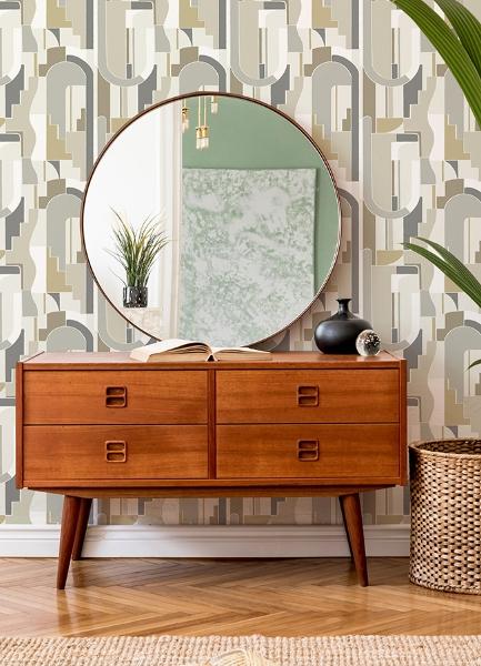 A Street Prints Odele Dark Honey Geometric Archways Wallpaper