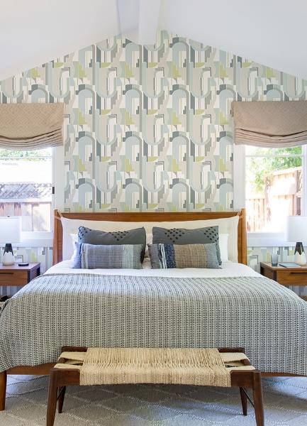 A Street Prints Odele Sky Blue Geometric Archways Wallpaper