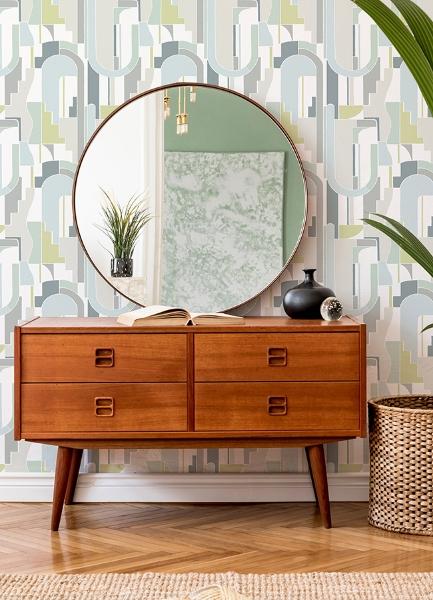 A Street Prints Odele Sky Blue Geometric Archways Wallpaper