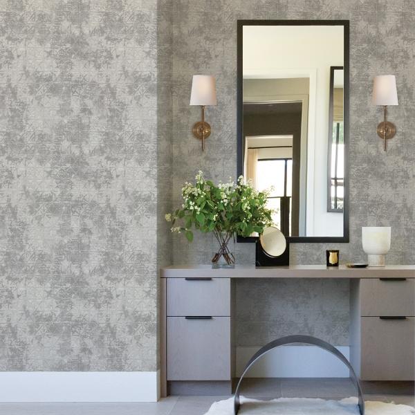 A Street Prints Odell Slate Antique Tiles Wallpaper
