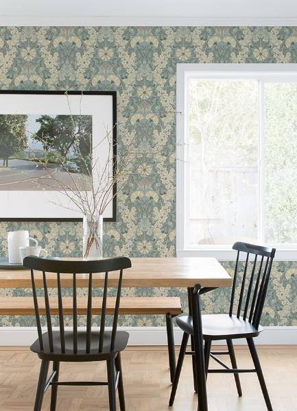 A Street Prints Ojvind Light Blue Floral Ogee Wallpaper