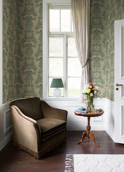 A Street Prints Ojvind Sea Green Floral Ogee Wallpaper