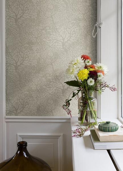 A Street Prints Olle Taupe Forest Sanctuary Wallpaper