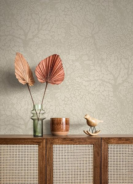 A Street Prints Olle Taupe Forest Sanctuary Wallpaper