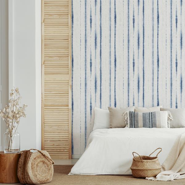 A Street Prints Orleans Blue Shibori Faux Linen Wallpaper