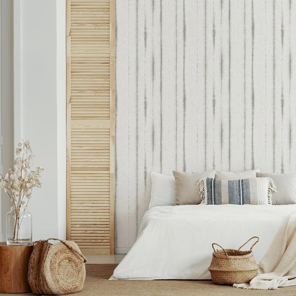 A Street Prints Orleans Grey Shibori Faux Linen Wallpaper