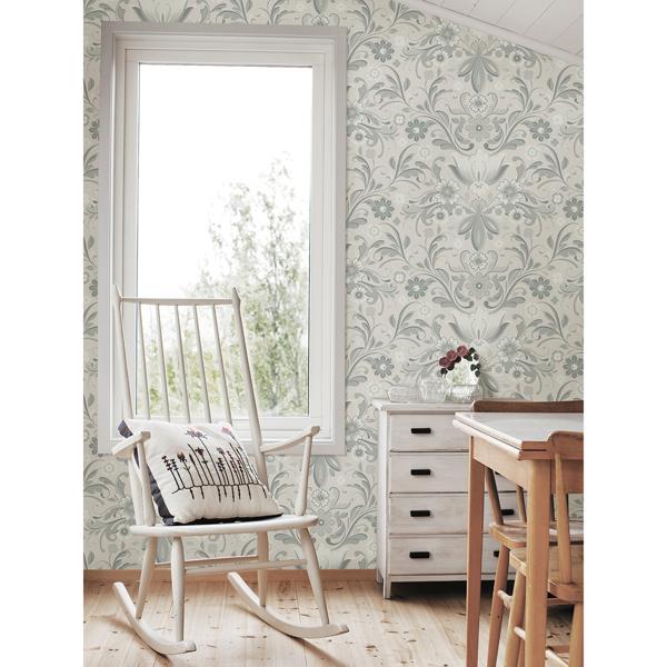 A Street Prints Ostanskar Light Grey Retro Floral Wallpaper