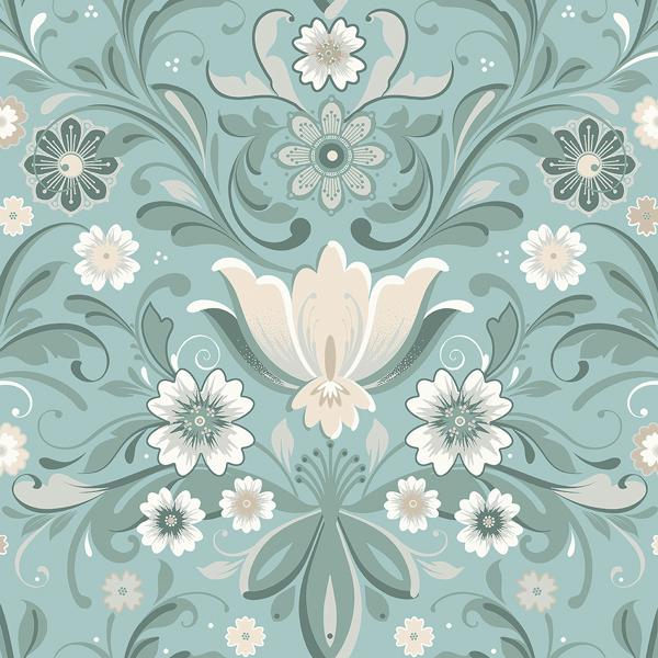 a street prints Ostanskar Turquoise Retro Floral Wallpaper