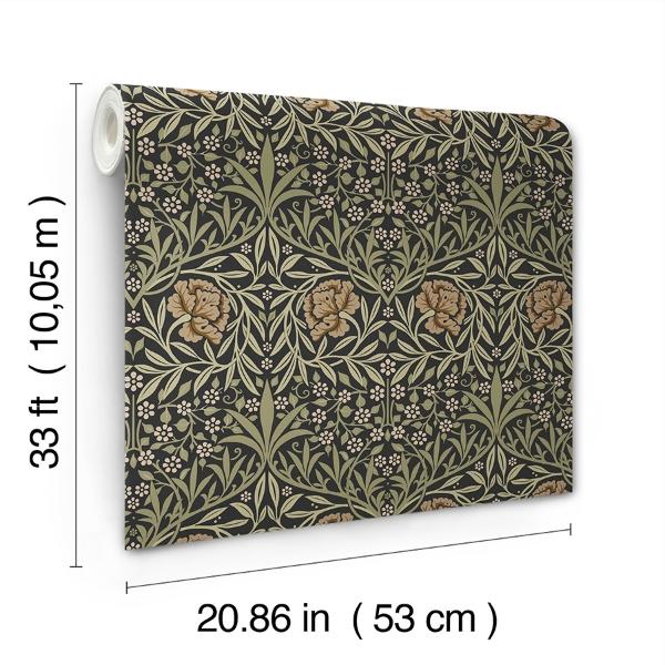 A Street Prints Oxford Union Black Floral Vines Wallpaper