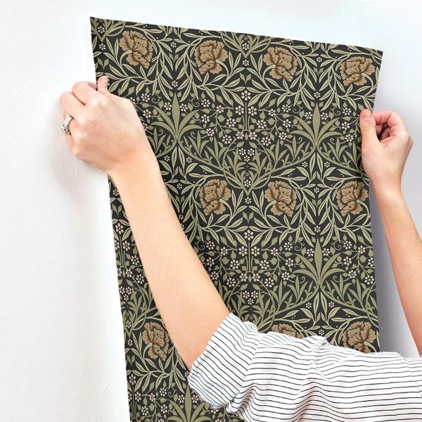 A Street Prints Oxford Union Black Floral Vines Wallpaper