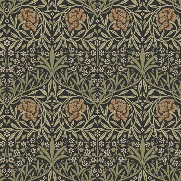 a street prints Oxford Union Black Floral Vines Wallpaper