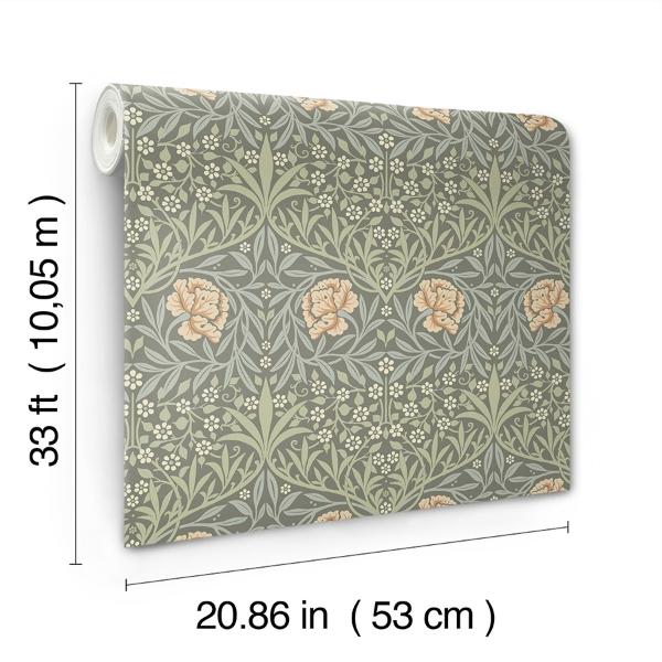 A Street Prints Oxford Union Grey Floral Vines Wallpaper