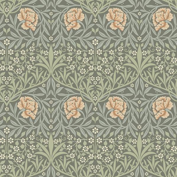 a street prints Oxford Union Grey Floral Vines Wallpaper