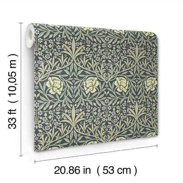 A Street Prints Oxford Union Sea Green Floral Vines Wallpaper