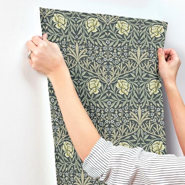 A Street Prints Oxford Union Sea Green Floral Vines Wallpaper