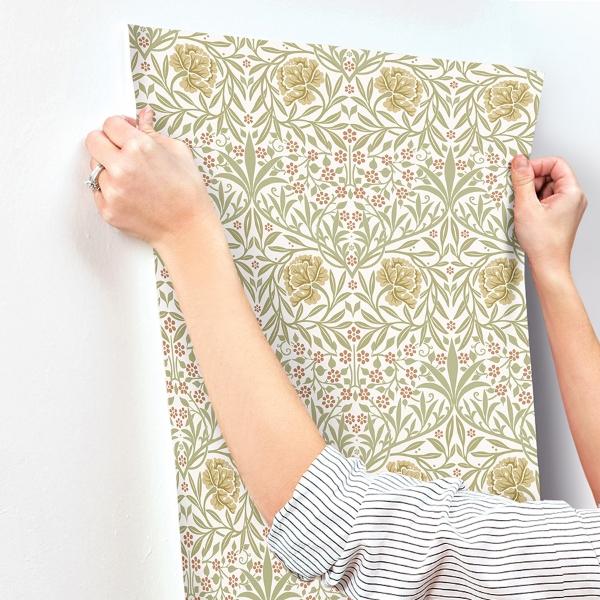 A Street Prints Oxford Union Yellow Floral Vines Wallpaper