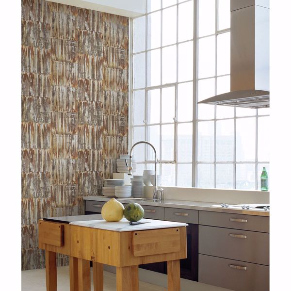A Street Prints Patina Brass Faux Metal Panels Wallpaper