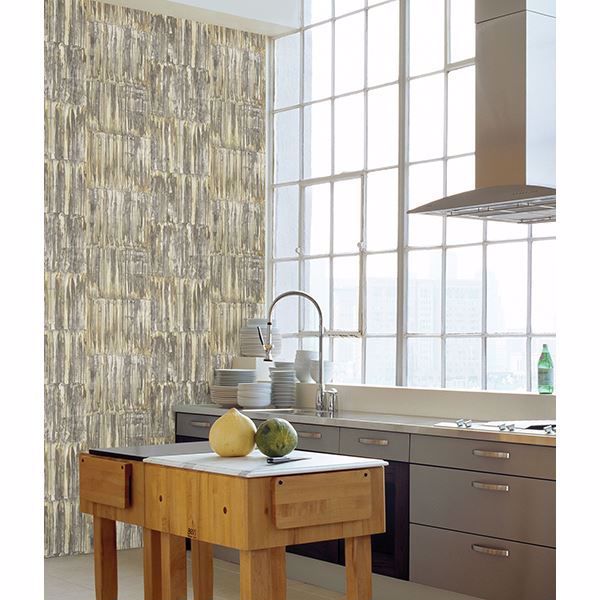 A Street Prints Patina Panels Yellow Metal Wallpaper