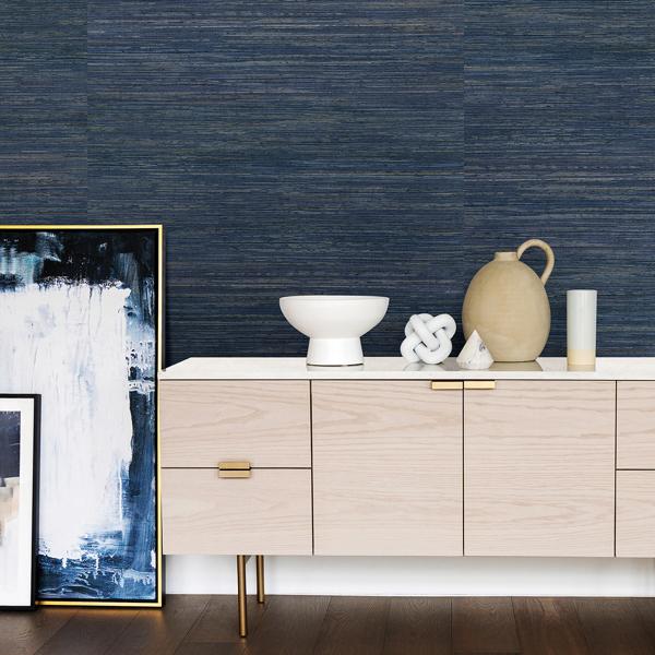 A Street Prints Pattini Indigo Grasscloth Wallpaper