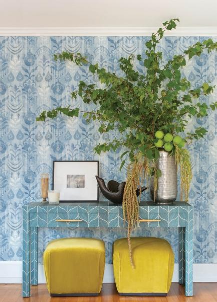 A Street Prints Pavord Blue Floral Shibori Wallpaper