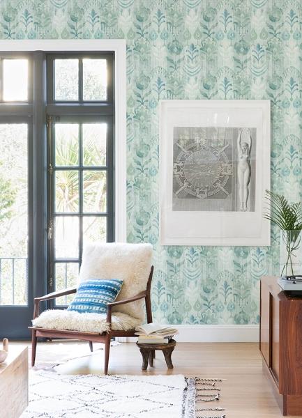 A Street Prints Pavord Green Floral Shibori Wallpaper