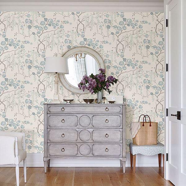 A Street Prints Peony Tree Aqua Wallpaper By Sarah Richardson