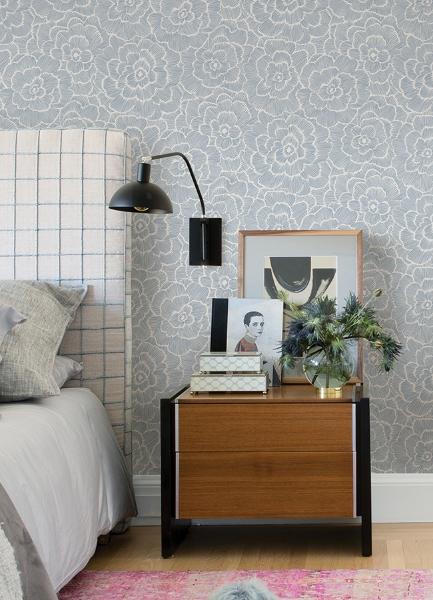 A Street Prints Periwinkle Blue Textured Floral Wallpaper