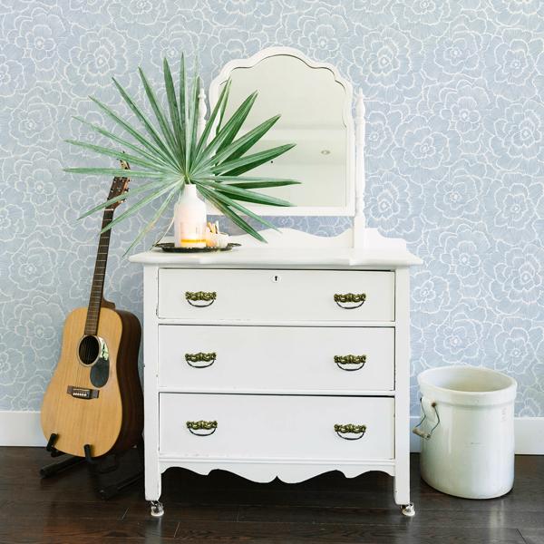 A Street Prints Periwinkle Blue Textured Floral Wallpaper