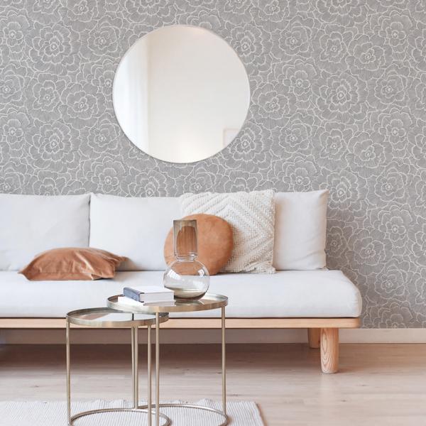 A Street Prints Periwinkle Grey Textured Floral Wallpaper