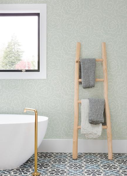 A Street Prints Periwinkle Light Green Textured Floral Wallpaper