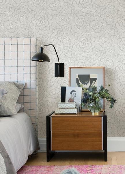 A Street Prints Periwinkle Light Grey Textured Floral Wallpaper