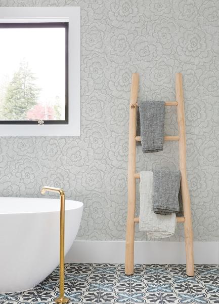 A Street Prints Periwinkle Light Grey Textured Floral Wallpaper