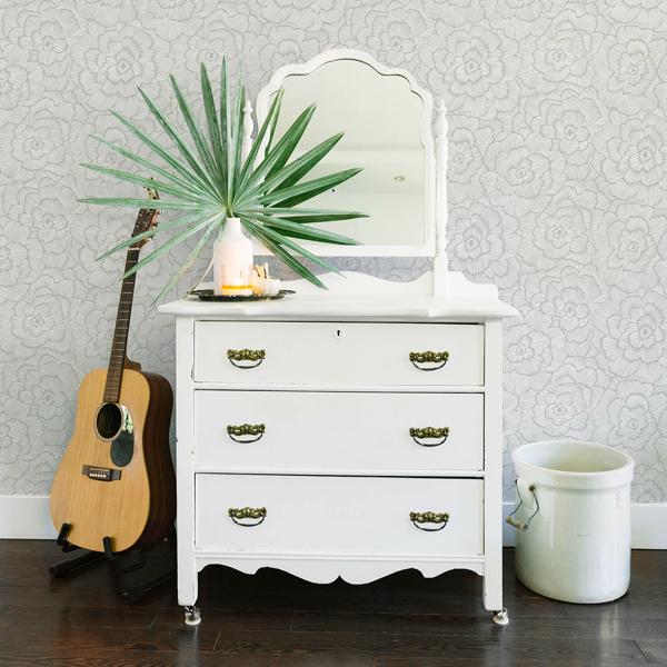 A Street Prints Periwinkle Light Grey Textured Floral Wallpaper