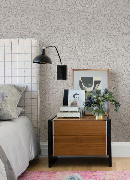 A Street Prints Periwinkle Sterling Textured Floral Wallpaper
