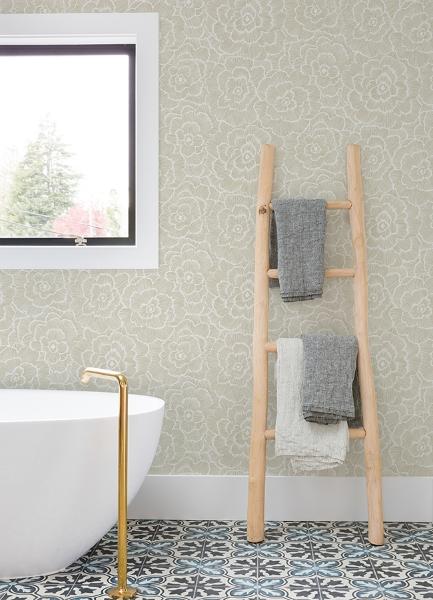 A Street Prints Periwinkle Stone Textured Floral Wallpaper