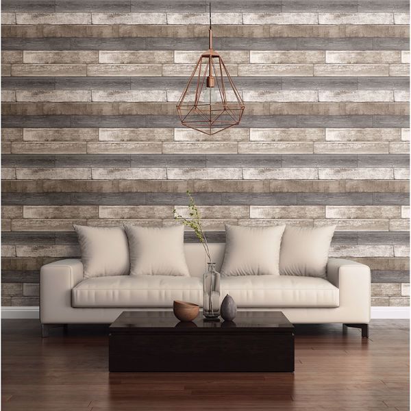 A Street Prints Porter Brown Weathered Plank Wallpaper